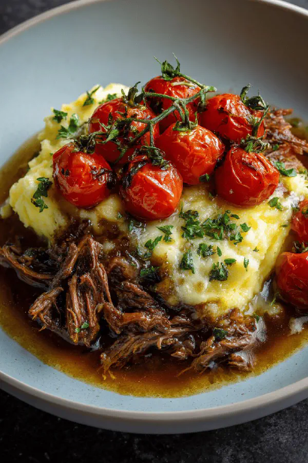 Braised Beef Parmentier with Oka