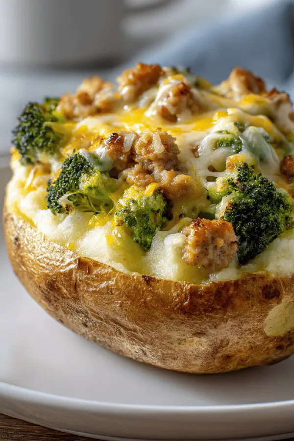 Broccoli Sausage Stuffed Potatoes