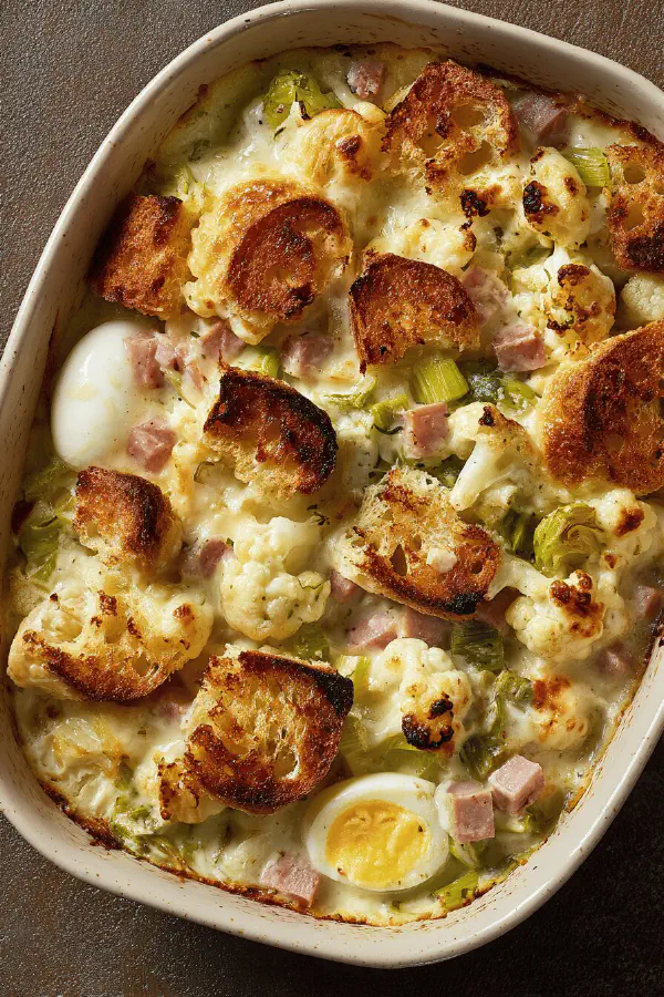 Cauliflower Ham Egg Gratin