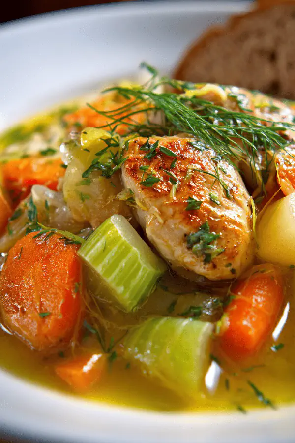 Chicken pot with fall greens