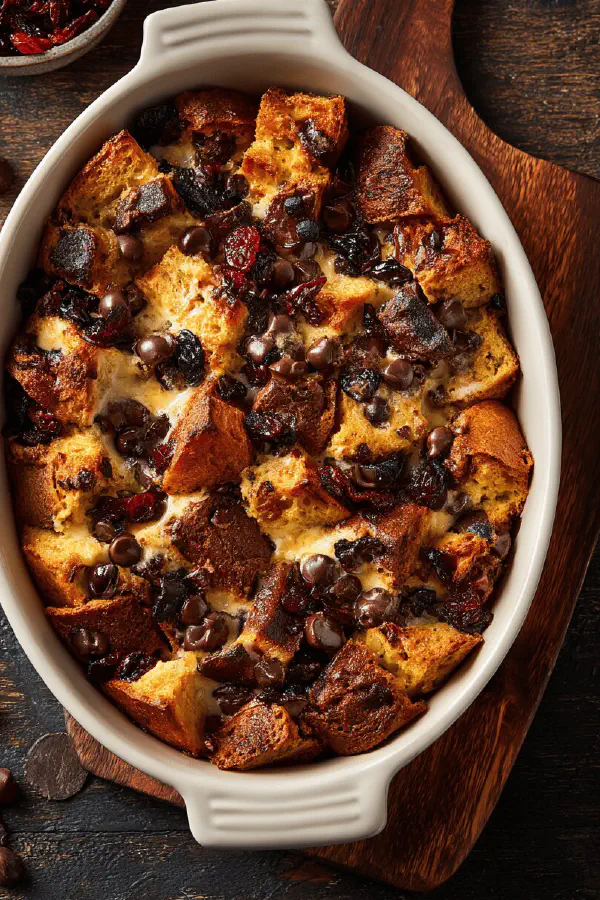 Chocolate Cherry Bread Pudding