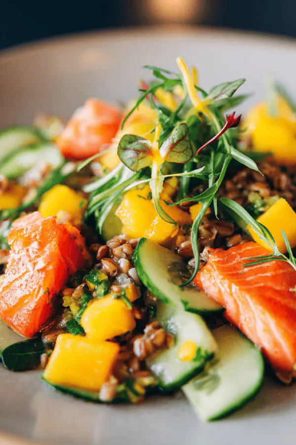 Cold Spelt Salad with Salmon Avocado