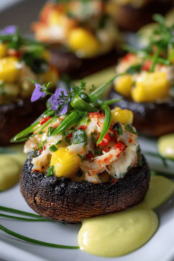 Crab Mango Stuffed Mushrooms