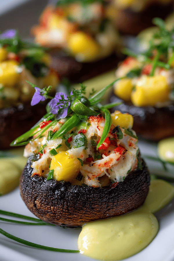Crab Mango Stuffed Mushrooms