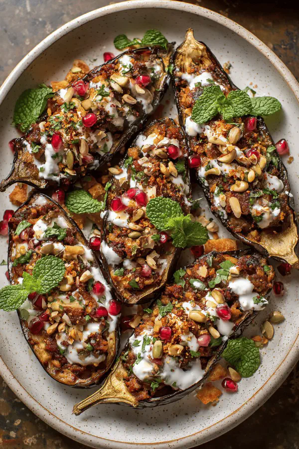 Damascus Lamb-Stuffed Aubergines