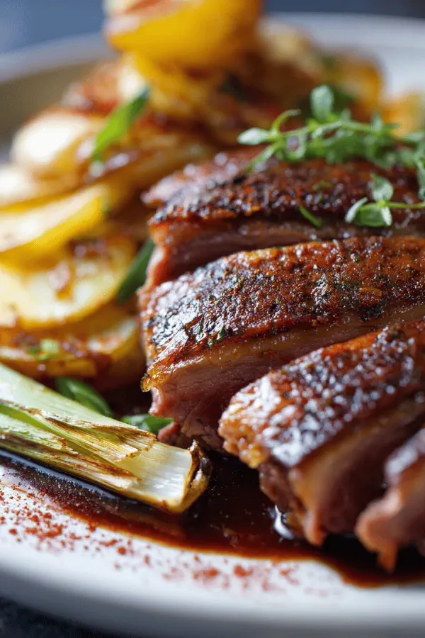 Duck Breasts with Leeks and Roasted Onions