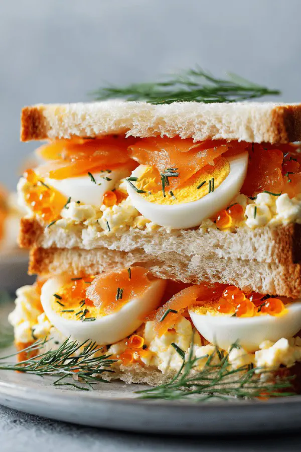 Egg Salmon Fish Roe Sandwiches