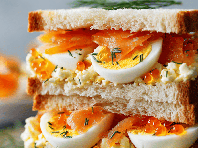Egg Salmon Fish Roe Sandwiches
