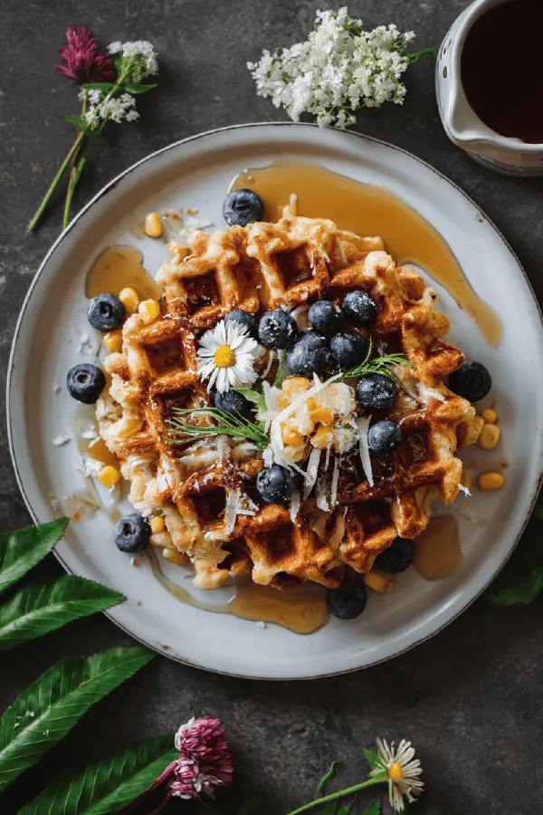 Eggless Sweet Corn Waffles