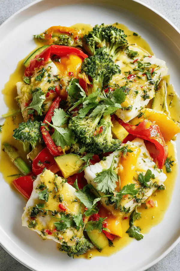 Fish Packets with Curry Dressing