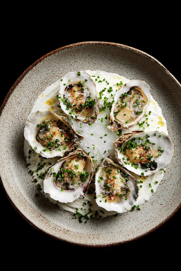 Fresh Oysters with Shallot Foam