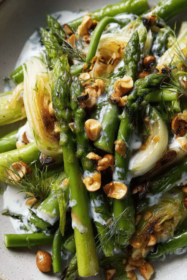 Green Veg Salad with Roasted Shallots