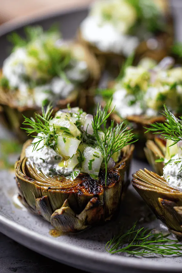 Grilled Artichokes with Labneh Salad