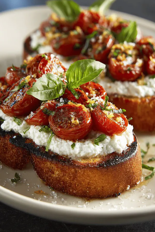 Grilled Ricotta Toasts with Slow-Roasted Cherry Tomatoes