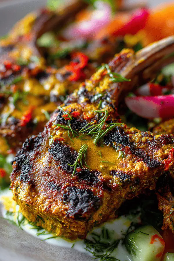 Lamb Chops with Curry and Melon Raitha