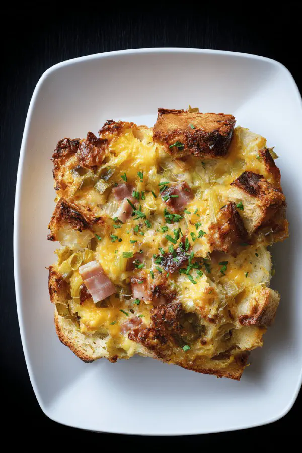 Leek Ham Cheddar Strata