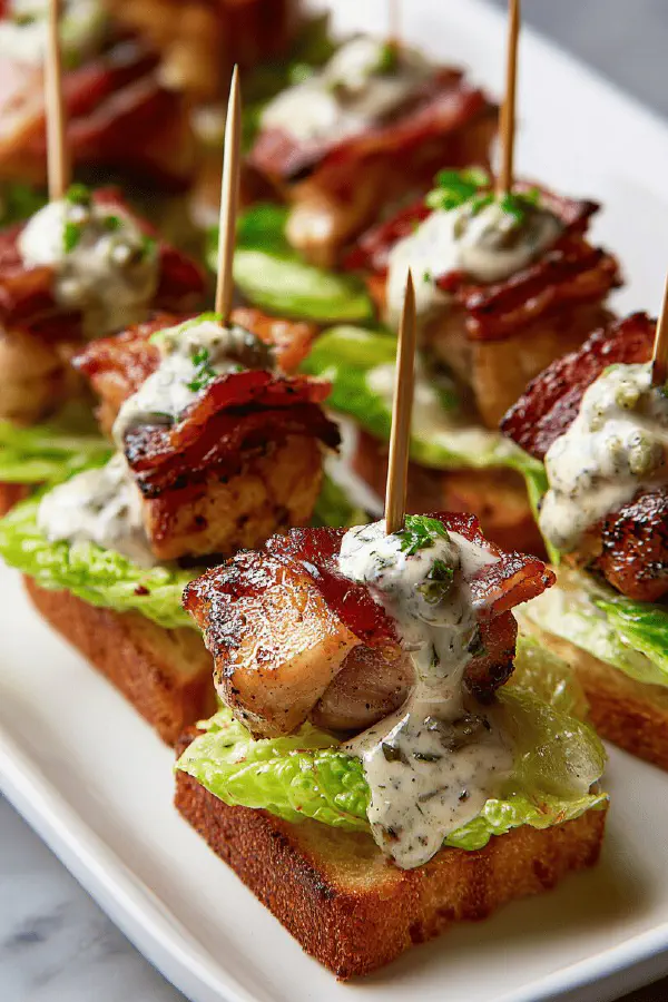 Mini Chicken Caesar Skewers