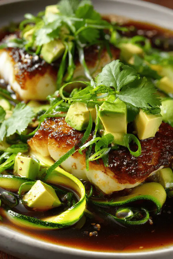 Pan-Seared Cod Ginger Zucchini