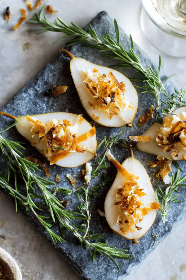 Pear Bites with Aged Cheese