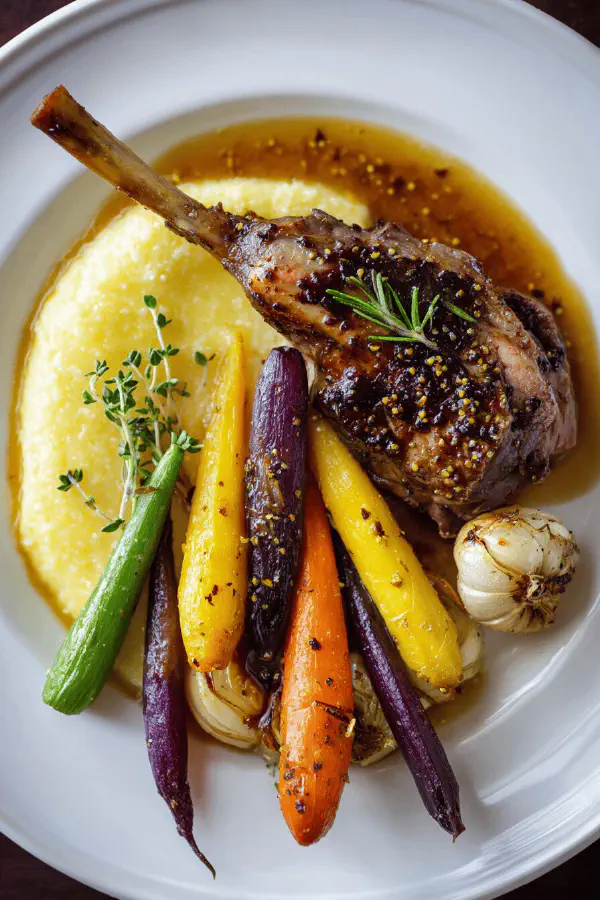 Roast Lamb Leg with Buckwheat Honey and Golden Carrots
