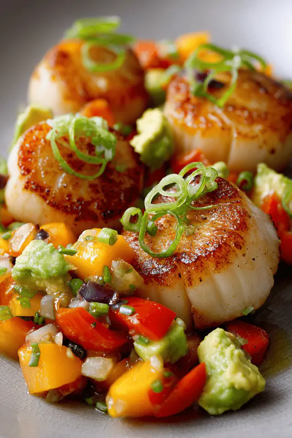 Seared Scallops with Peach Salsa