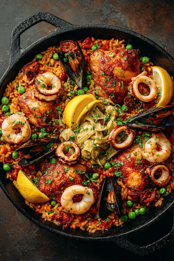 Smoky Chicken Seafood Paella
