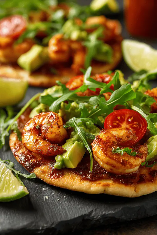 Spicy Shrimp Avocado Flatbread
