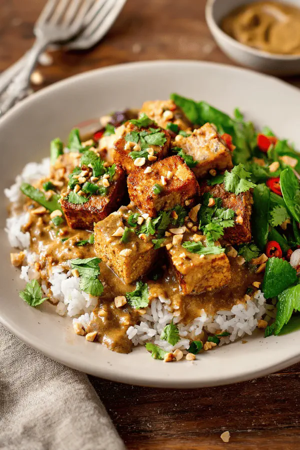Air Fryer Spicy Tofu Satay