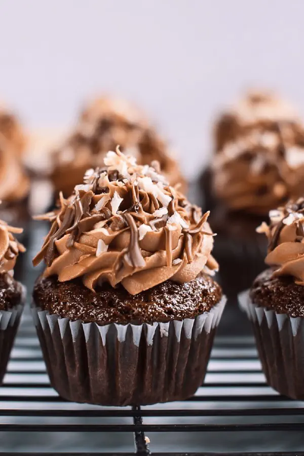 Twisted German Chocolate Cupcakes