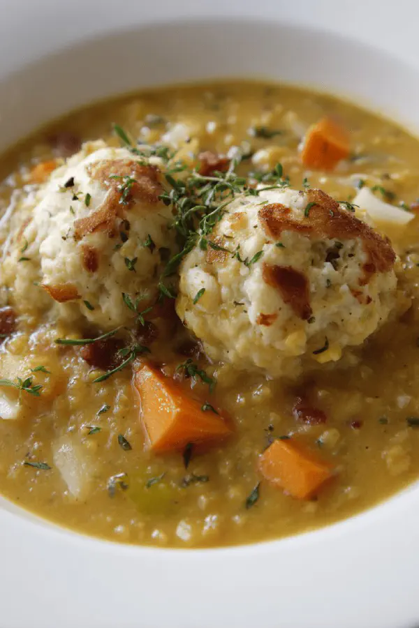 Yellow Split Pea Soup with Cheese Dumplings
